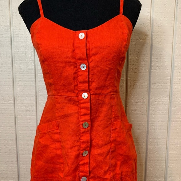 Cynthia Rowley Red A-Line button front dress, size 4.   100% Linen - Picture 6 of 7
